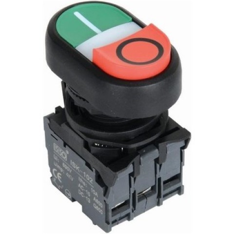 ÇİFT  YAYLI İKAZ BUTONU ( YEŞİL-KIRMIZI ) 24V AC-DC