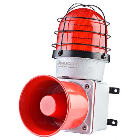 ENDÜSTRİYEL IŞIKLI SİREN ( 85-250V AC/DC - SNT-E12522-D )